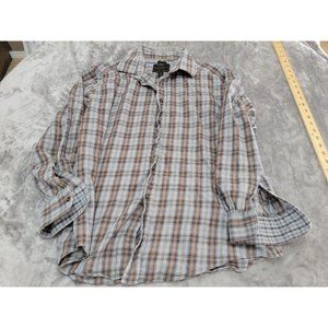 Jos. A.‎ Banks Reserve Traditional Fit soft  Plaid Shirt large Cotton & Cashmere